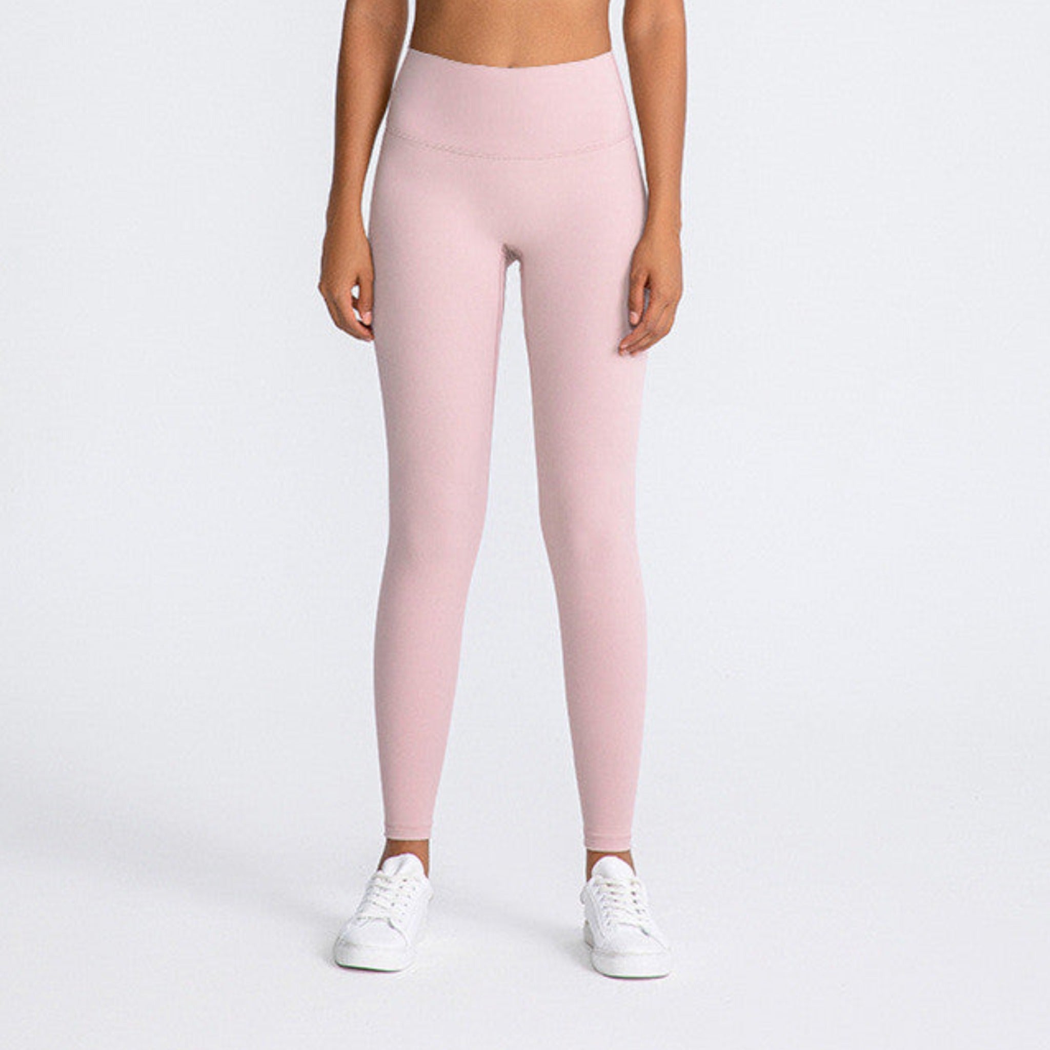 Women Gym Leggings Seamless High Waist with Phone Pocket - Pink